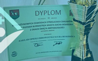 Nasza drużyna z III miejscem w Zawodach Strzeleckich Zakładów Pracy o Puchar Burmistrza Miasta Sucha Beskidzka